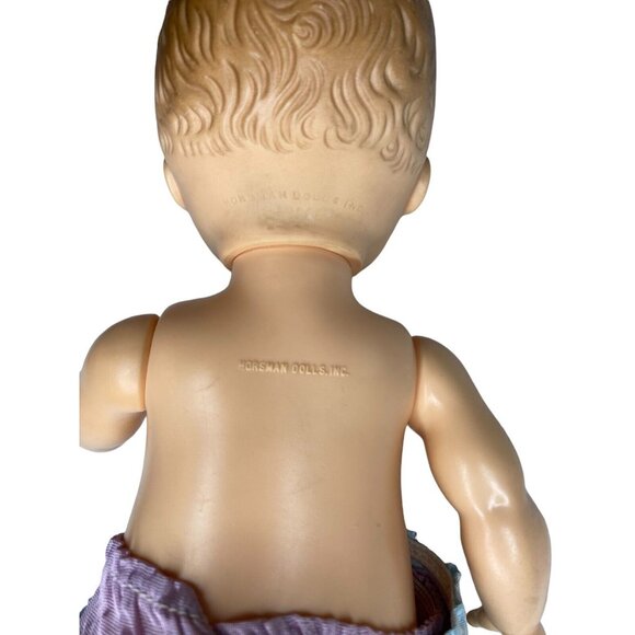 Vintage Horsman Dolls Inc 1960s Baby Doll With Blue Eyes & Pink Lips In Blue Rib - Picture 4 of 6